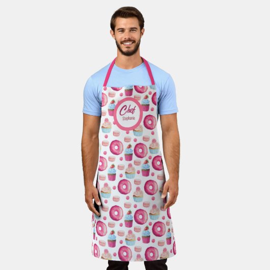 Fun Pink Donuts Pattern, Personalized Schort (Gedragen)