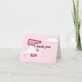 Fun Pink Doodle Cloud Baby shower Bedankkaart (Voorkant)