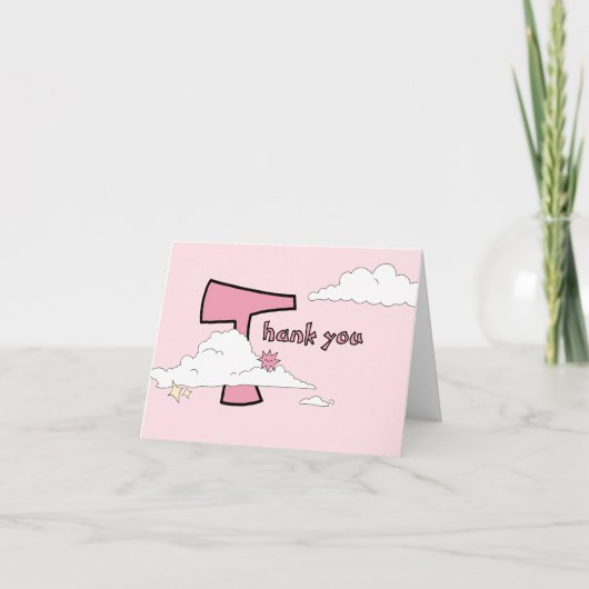 Fun Pink Doodle Cloud Baby shower Bedankkaart (Voorkant)