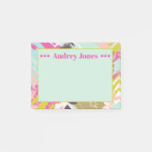 Fun Pink en Aqua Abstract Art Name Notes (Voorkant)