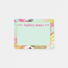 Fun Pink en Aqua Abstract Art Name Notes