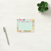 Fun Pink en Aqua Abstract Art Name Notes (Kantoor)
