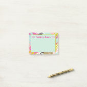 Fun Pink en Aqua Abstract Art Name Notes (Op bureau)