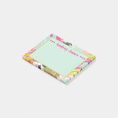 Fun Pink en Aqua Abstract Art Name Notes (Schuin)