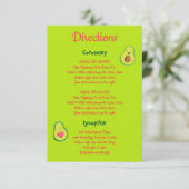 Fun Pink en Green Avocado Wedding Directions Informatiekaartje (Staand voorkant)