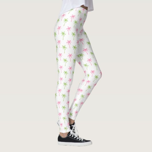 Fun Pink en Green Palm Trees Pattern Leggings (Rechts)