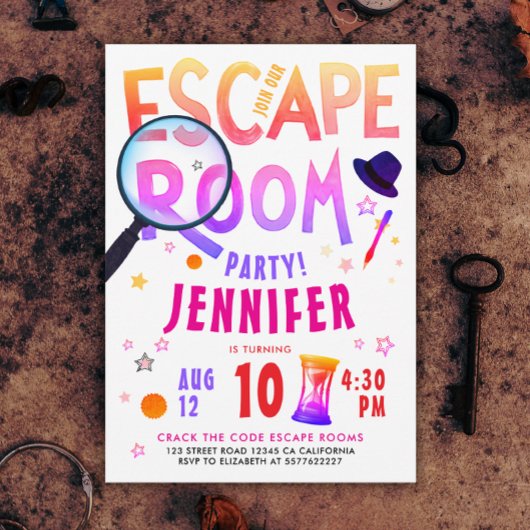Fun Pink Escape Room Game Scavenger Hunt Bold Typo Kaart