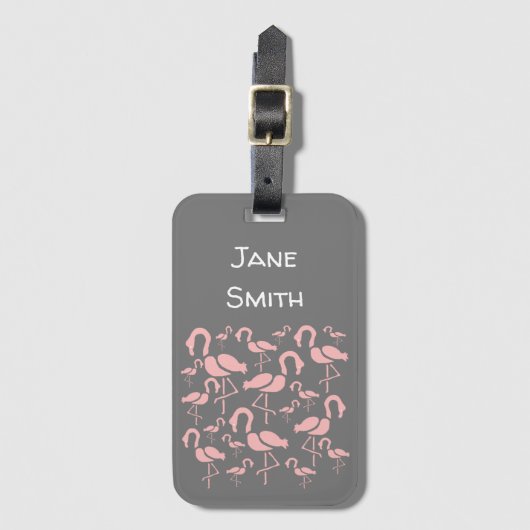 Fun Pink Flamingo bird art Bagagelabel (Voorkant (verticaal))