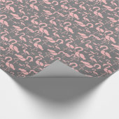 Fun Pink Flamingo bird art Cadeaupapier (Hoek)