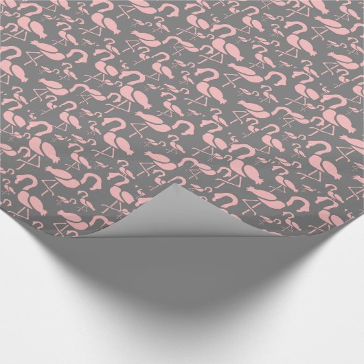 Fun Pink Flamingo bird art Cadeaupapier (Hoek)