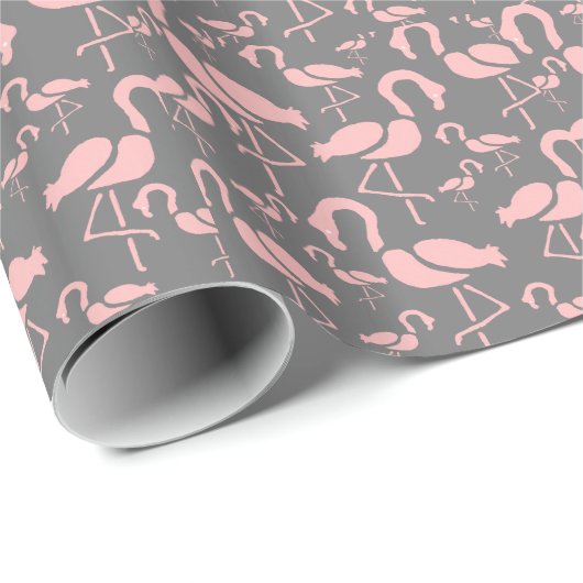 Fun Pink Flamingo bird art Cadeaupapier (Rol Hoek)