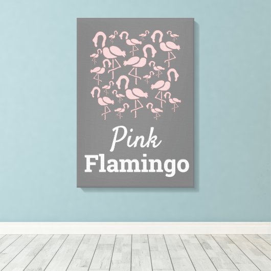 Fun Pink Flamingo bird art Canvas Afdruk (Insitu (Houten vloer))