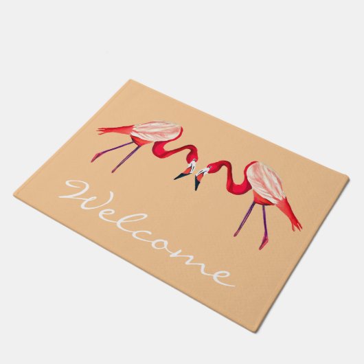 Fun Pink Flamingo bird art Deurmat (Schuin)