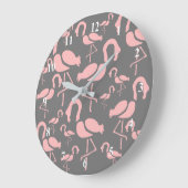 Fun Pink Flamingo bird art Grote Klok (Hoek)