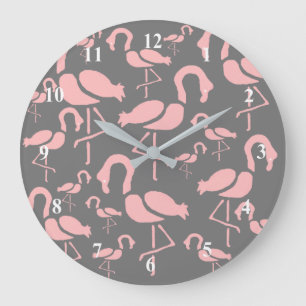 Fun Pink Flamingo bird art Grote Klok
