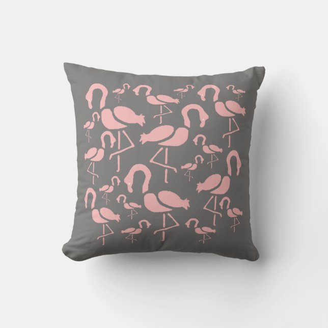 Fun Pink Flamingo bird art Kussen (Voorkant)