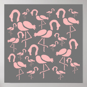 Fun Pink Flamingo bird art Poster