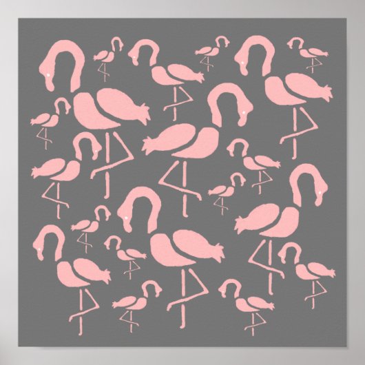 Fun Pink Flamingo bird art Poster (Voorkant)