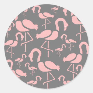 Fun Pink Flamingo bird art Ronde Sticker