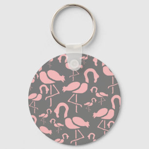 Fun Pink Flamingo bird art Sleutelhanger