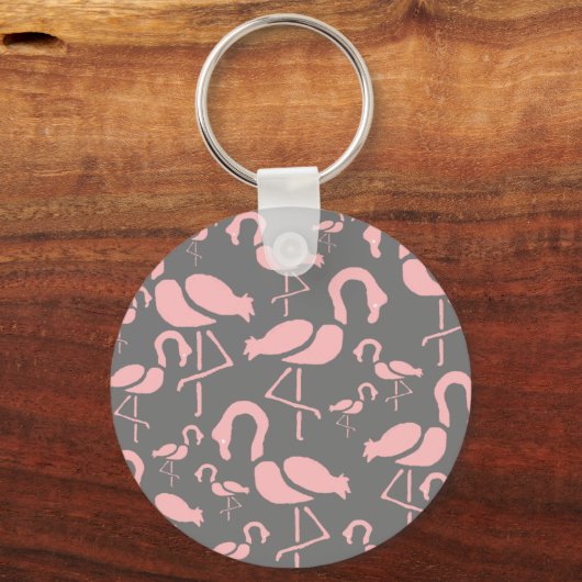 Fun Pink Flamingo bird art Sleutelhanger (Voorkant)