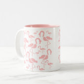 Fun Pink Flamingo bird art Tweekleurige Koffiemok (Voorkant links)
