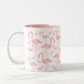 Fun Pink Flamingo bird art Tweekleurige Koffiemok (Links)