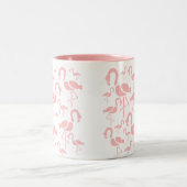 Fun Pink Flamingo bird art Tweekleurige Koffiemok (Center)