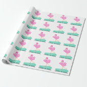 Fun Pink Flamingo Birthday Cadeaupapier (Uitgerold)