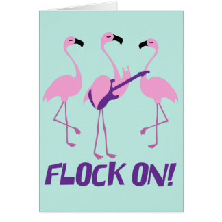 Fun Pink Flamingo Card - Rock Music Pplay