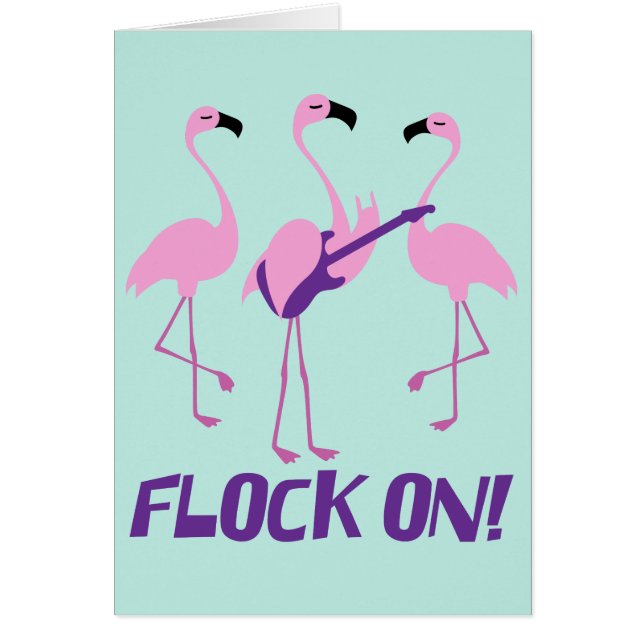 Fun Pink Flamingo Card - Rock Music Pplay (Voorkant)