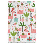 Fun Pink Flamingo Kerstmis Medium Cadeauzakje (Achterkant)