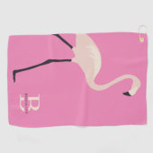 Fun Pink Flamingo Pro Monogrammed Moederdag Golfhanddoek (Horizontaal)