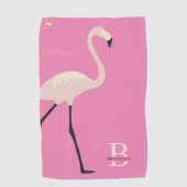 Fun Pink Flamingo Pro Monogrammed Moederdag Golfhanddoek (Voorkant)