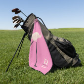 Fun Pink Flamingo Pro Monogrammed Moederdag Golfhanddoek (Groen)