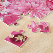 Fun Pink flamingo surreal collage met bloemen Legpuzzel (Zijkant)