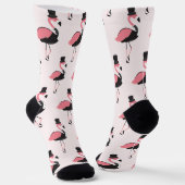 Fun Pink Flamingo Tuxedo Pattern Sokken (Gebogen)
