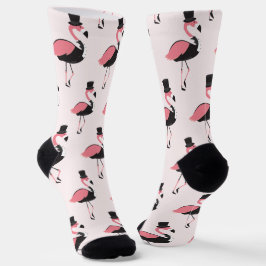 Fun Pink Flamingo Tuxedo Pattern Sokken