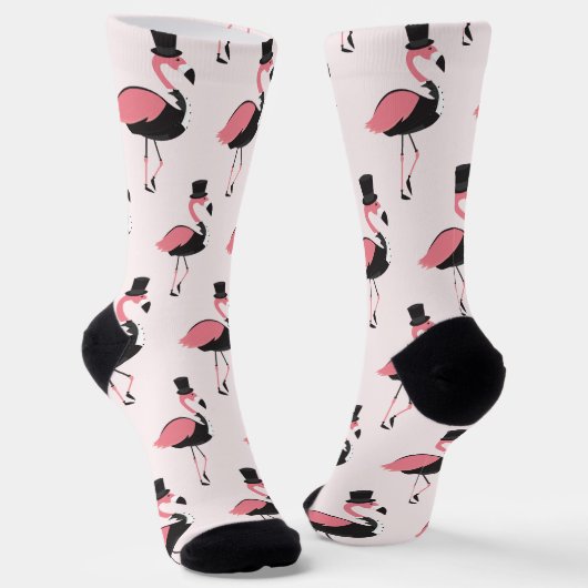 Fun Pink Flamingo Tuxedo Pattern Sokken (Gebogen)