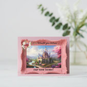 Fun Pink  Foto Lijst Nieuw Adres Aankondigingskaart (Staand voorkant)
