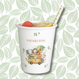 Fun Pink Girl Oerwoud Animal Safari Verjaardag Papieren Bekers