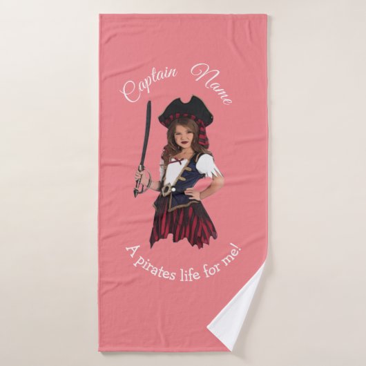 Fun Pink Girl Pirate Badhanddoek (Badhanddoek)
