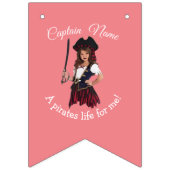 Fun Pink Girl Pirate Bunting Flags Vlaggetjes (Tweede vlag)