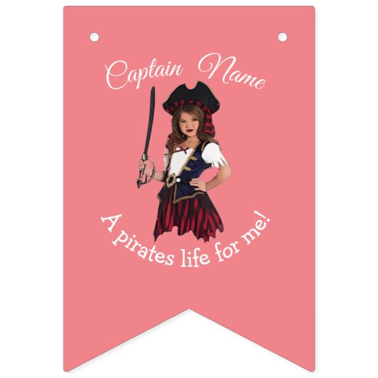 Fun Pink Girl Pirate Bunting Flags Vlaggetjes (Tweede vlag)