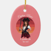 Fun Pink Girl Pirate Ceramic Ornament (Voorkant)