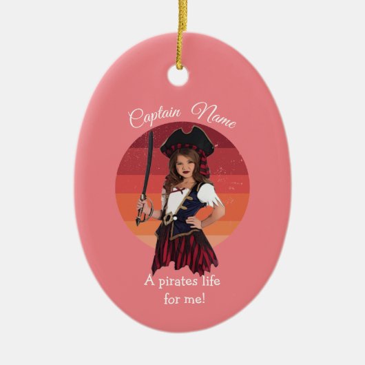 Fun Pink Girl Pirate Ceramic Ornament (Voorkant)