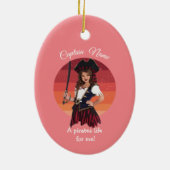Fun Pink Girl Pirate Ceramic Ornament (Achterkant)