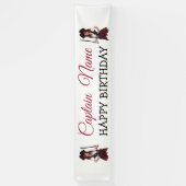 Fun Pink Girl Pirate HAPPY BIRTHDAY Banner (Verticaal)