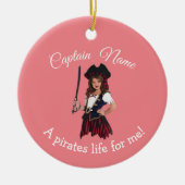 Fun Pink Girl Pirate Keramisch Ornament (Voorkant)