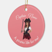 Fun Pink Girl Pirate Keramisch Ornament (Links)